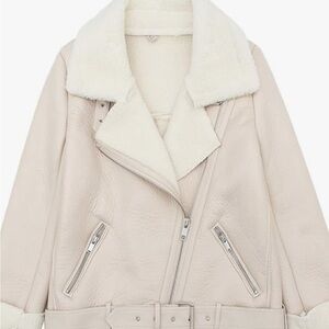 Faux Shearing Moto Jacket Thick Lined Parka Winter Shearling Coat Leather Jacket